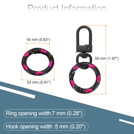 QUARKZMAN Pack of 30 Lobster Claw Carabiner Key Ring Swivel Trigger Clips Zinc Alloy Colourful Key Ring Clip Snap Hook Splint Rings for DIY Jewellery Making, Black