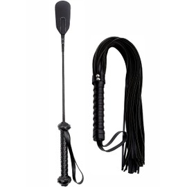 DERINODEM Adult Whip Riding Crop for Bedroom Black Faux Leather
