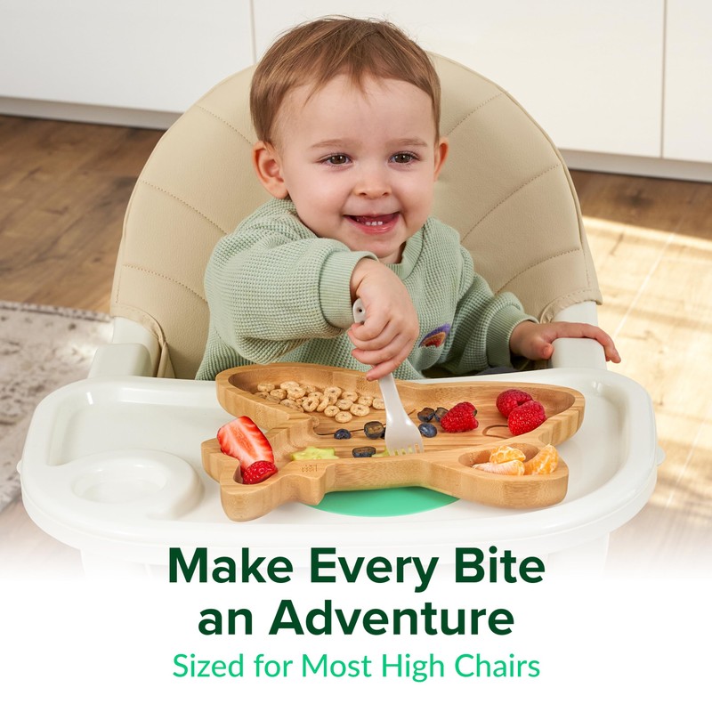 Bamboo Divided Suction Plate Baby - Strong Suction Toddler Plates