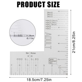 Acrylic Tshirt Ruler Guide for Vinyl Alignment Left Chest Logo Placement Tool T Shirt Measurement Tool for Heat Press Embroidery Placement Ruler for Adult T Shirt Pocket Design
