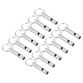 PATIKIL Emergency Whistles, 12 Pack Safety Whistle with Keychain Loud Sound Aluminum Outdoor Survival Whistle for Camping Hiking, Silver