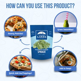 Thousand Lakes Freeze Dried Vegetables - Spinach 2-pack 1.4 ounces (2.8 ounces total) | 100% Veggies | Nothing Added | Excellent Source of Iron