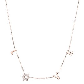 Love Letter Star Necklace with Jewish Star of David (Rose)