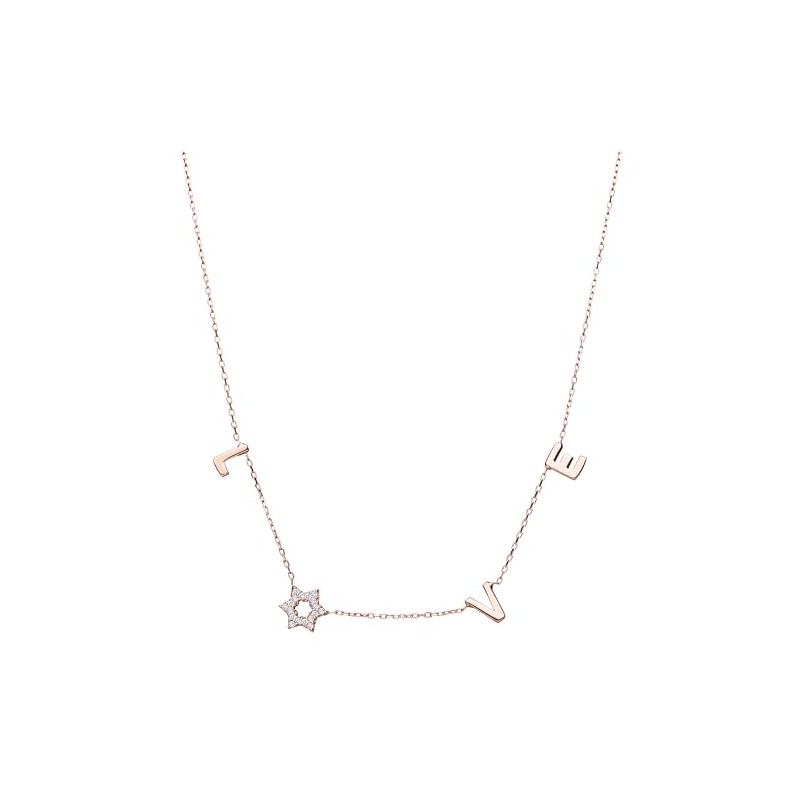 Love Letter Star Necklace with Jewish Star of David (Rose)