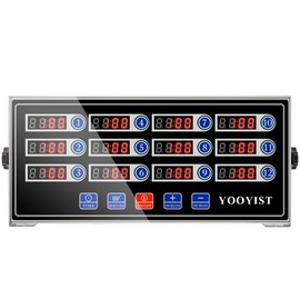 YOOYIST Commercial Kitchen Timers 12 Channel Stainless Steel LED Digital Timer Reminder Function, Loud Alarm, Black