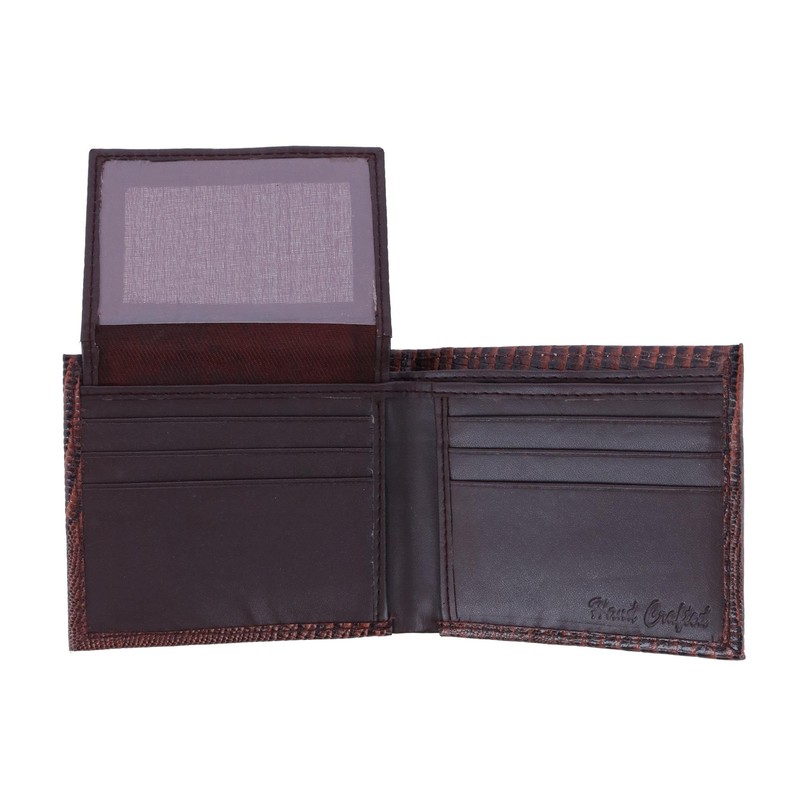 CTM Men's Lizard Print Bifold Wallet, Brown