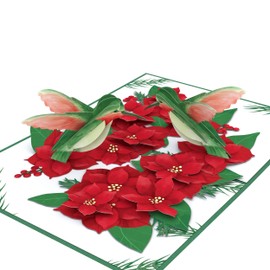 Lovepop Holiday Hummingbird Pop Up Card, 5x7-3D Greeting Card, Pop Up Christmas Cards, Kids Christmas Card, Seasonal Holiday Card