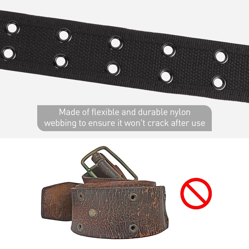 Iridsmole Double Grommet Canvas Belts for Men, Nylon Webbing Belts