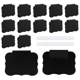 Labels for Storage Boxes,Basket Labels,Chalkboard Labels,12 Black Labels with 2 White Pen,Label Holder,Storage Labels,Small Blackboard Note Holder,Label Holders for Boxes,Drawer Labels Removable