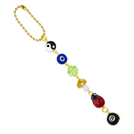 Luck Charms Car Hanging Bag Charms Purse Charms for Handbags Car Mirror Hanging Accessories Ornament Good Lucky Charm Decor for Women Men-Yin Yang Symbol 8 Ball Mushroom Pendant