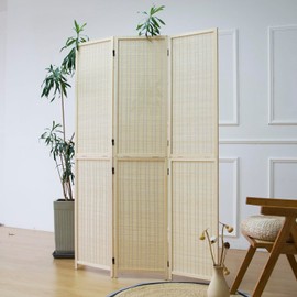 Furnnylane 3 Panel Room Divider and Folding Screen Divider,Two in One Detachable and Foldable Panel Divider for Room Separation,Beige,67" H x 46" W