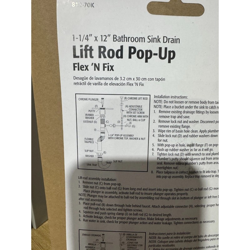 Keeney Chrome Bathroom Decorative sink drain 1-1/4-in x 12''