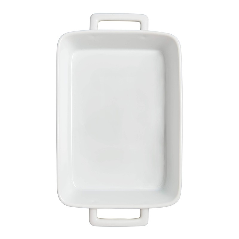 HIC Kitchen Rectangular Lasagna Pan with Handles, Fine White Porcelain,