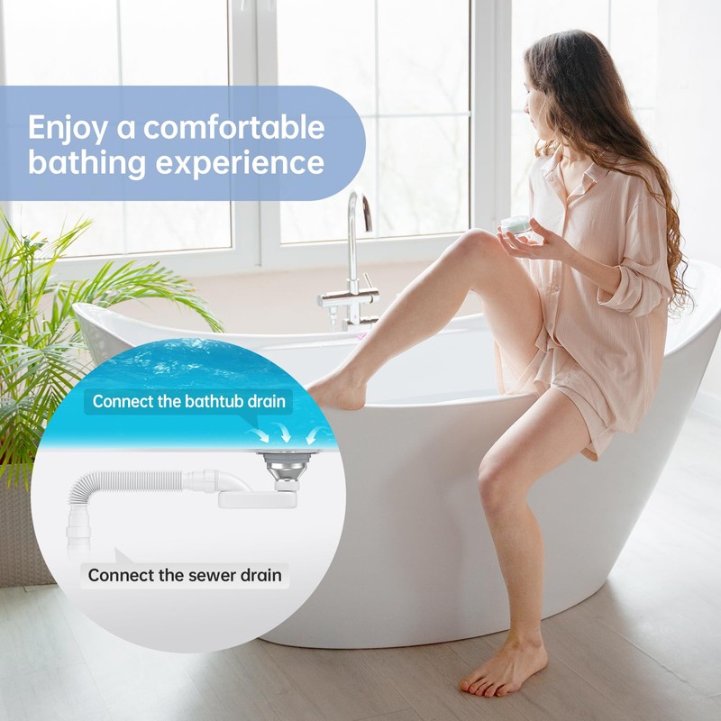 Oblectatio Low Profile Flexible Bathtub Shower Drain Pipe Kit -