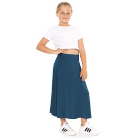 STRETCH IS COMFORT Falda acampanada fluida hasta la rodilla y hasta el tobillo | Niños | Tallas 4-16, verde azulado, 10