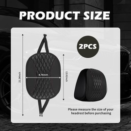 YGDMD Headrest Covers for Cars with Elastic & Snap,Breathable Leather Car Headrest Covers,Head Rest Cover for Car Universal Automotive Interior Accessories Fit Most Cars,Trucks,SUVs