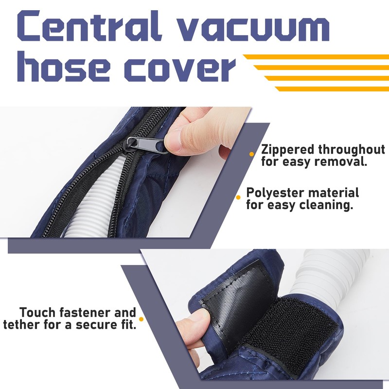 Moukeren Central Vacuum Hose Cover Universal Padded Cover with Zipper