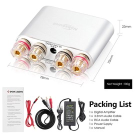 Nobsound NS-10G PRO Hi-Fi DSP 200W Digital Bluetooth 5.0 Amplifier, 2.0 Channel Stereo Power Audio Amplifier for Home Speakers Upgrade Version Mini Digital Amplifier (with Power Supply, Silver)
