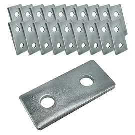 A.A 20 Pack - 2 Hole, Flat Plate Connector Bracket for 1/2" Bolt in 1-5/8" Strut Channel - Heavy Duty, Electro-Galvanized Silver Steel Wall Mount Bracket