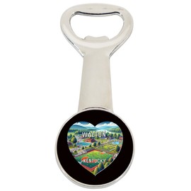 Walton Kentucky Travel Souvenir Destination Heart Shape Design Magnetic Bottle Opener Single