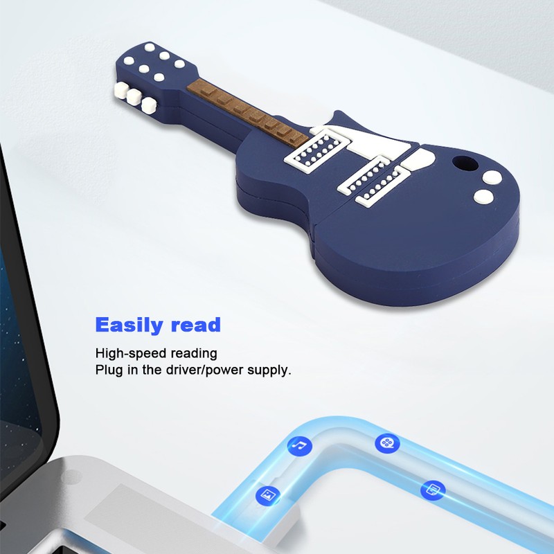 Memory Storage Stick USB Drive Laptop Accessory PVC Guitar shaped