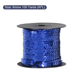 MECCANIXITY 100 Yards x 0.24 Inch Flat Sequin Strip Laser Sequins Fabric Paillette Spangle Sequins Trim for Crafts DIY Sequin Fringe Sewing Dark Blue