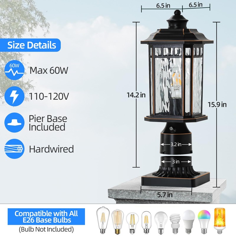 DASTOR 2 Pack Dusk to Dawn Outdoor Post Lights, Outdoor