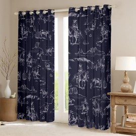 Cortinas vaqueras del salvaje oeste para niños, para recámara, sala de estar (2 paneles, 38 x 54 pulgadas), decoración occidental, oscurecimiento Dreapes, niños, niñas, adolescentes, decoración de