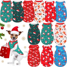 12 Pieces Christmas Dog Shirt Bulk Dog Christmas Outfit Christmas Dog Clothes Puppy Christmas Shirt for Small Dogs Christmas Home and Party Dog Supplies (Medium)