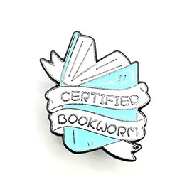 Certified Bookworm Blue Metal Enamel Pin Badge, Metal