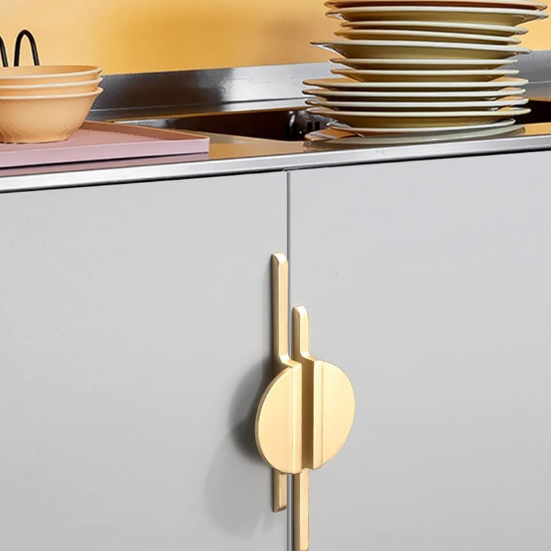 Wotendy 2 Pack Brushed Gold Cabinet Pulls, 64mm Hole Centers