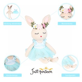 JUSTQUNSEEN Easter Bunny,Easter Bunny teddy Ballerina Doll Soft Toys Bunny Plush Toy for Girls,Soft Toys for Girls Ballerina Doll Teddy,Gift for 5 Years Old Girl peter rabbit toys(Yellow)
