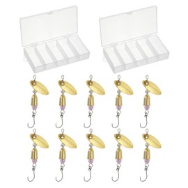 PATIKIL 1/5 oz Fishing Lures Spinnerbait, 10 Pack Single Hook Trout Spinners Casting Fishing Spinner Baits Tackle for Freshwater Saltwater Fishing, Gold Tone