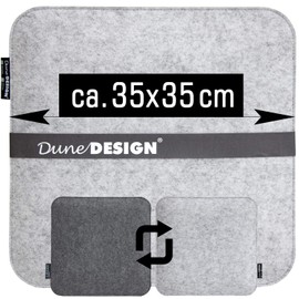 DuneDesign 4 Felt Seat Cushion Square 35 x 35 x 3 cm Chair Cushion Set Seat Cover Soft 2-Colour Grey