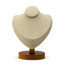 Oirlv Solid Wooden Necklace Display Bust Premium Necklace Display Stand Jewelry Showcase Display Bust Chain/Pendant Holder (Creamy-White)