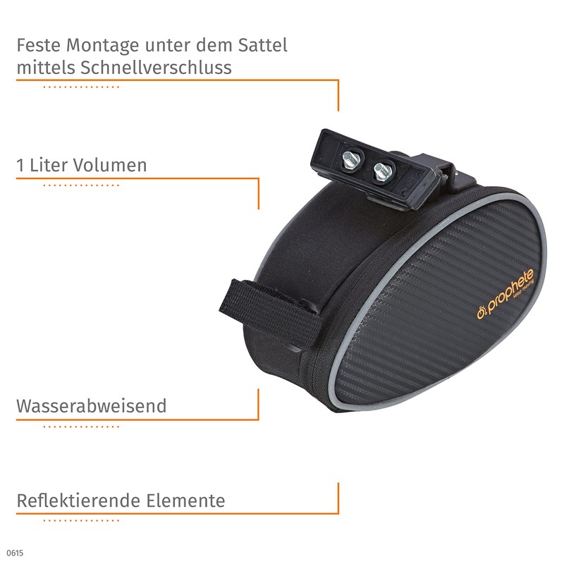 Prophete, saddle bag, in black, size L