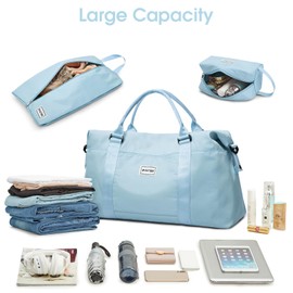 Bolsa de viaje Duffel, G4Free Bolsa de viaje impermeable para mujer, Bolsa de deporte Bolsa de hombro Weekender Overnight Bag para mujer