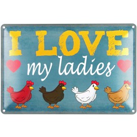 Ontrada Blechschild 20x30cm gewölbt Hühner i love my ladies Deko Geschenk Schild