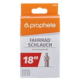 Prophete Fahrradschlauch mit Dunlopventil | Universal für 18 Zoll Reifen (18 x 1,75-18 x 2,25) | Zuverlässiger Schlauch für Kinderfahrräder & Laufräder | Größen: 47-355 bis 57-355