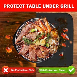 Tapete resistente al calor para mesa de parrilla al aire última intervensión (1 mm de grosor), tapete de parrilla ignífugo de 24 x 31 pulgadas debajo de la mesa exterior que protege la mesa de preparación, resistente al fuego e impermeable y a prueba de 