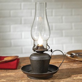 Black Forest Décor Vintage Western Electric Oil Lamp - Rustic Lodge Lantern with Black Finish