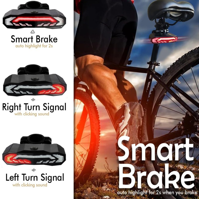 Wireless Bicycle Anti Thief Alarm Rear Tail Light With Turn