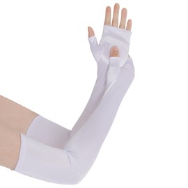 obmwang Women's Long Satin Fingerless Gloves Elbow Length Opera Gloves for Bridal Wedding Party Costume Accessories