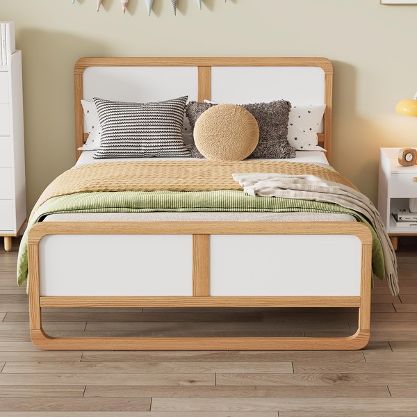 Modern Style Queen Size Solid Wood Platform Bed Frame for