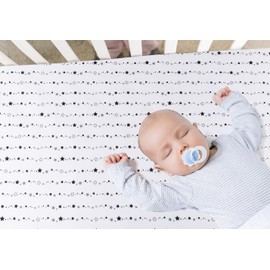 FIGEPO 4 Pack Star and Moon Neutral Unisex Fitted Baby Crib Sheets Set for Baby Boys or Girls