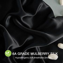 ZIMASILK 100% Mulberry Silk Pillowcase for Hair & Skin, 19 Momme Both Sides Pure Silk, 600 Thread Count, Hidden Zipper, 1pc (Queen 20"x30", Black)