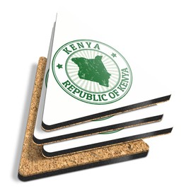 4 x Triangle Coasters - Repubblica Of Kenya Green Map Africa Cork Backed MDF Glossy Tea Coffee Accessory #9213