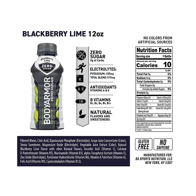 BODYARMOR Zero Sugar Variety Pack, 12 fl. oz. 24 pk.