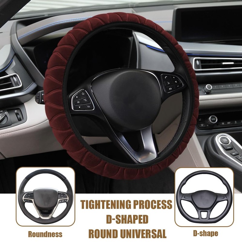 Lecctso Lecctso Fuzzy Steering Wheel Cover, Universal 15'' Steering Wheel