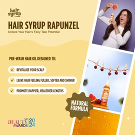 Hair Syrup Hair Syrup | Rapunzel Pre-Wash Hair Oil | Infused with Pink Grapefruit, Sweet Almond & Cherry | Revitalise Your Scalp & Mind | Vegan | 100% Natural | 100ml